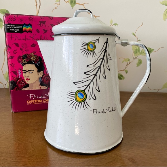 Frida Kahlo | Kitchen | Frida Kahlo Enamel Coffee Pot Tea Kettle W Peacock  Feather In Box 2 Liter | Poshmark